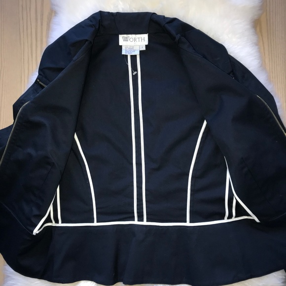 WORTH Navy Blue short zip up 3 season jacket/coat - Picture 4 of 8